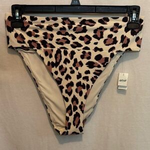 AA-617 Aerie NWT High Cut Cheeky Animal Print Summer Swim Bikini Bottoms Size‎ L